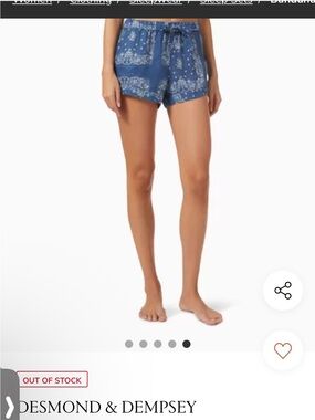 Desmond & Dempsey D & D Hand Painted Linen Blue Bandana Lounge Sleep Shorts